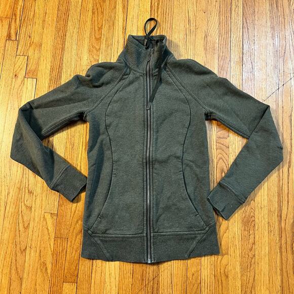 Lululemon Hustle & Huddle Full Zip Sweatshirt Womens 2 Green Jacket W4AVDS * - Picture 1 of 10